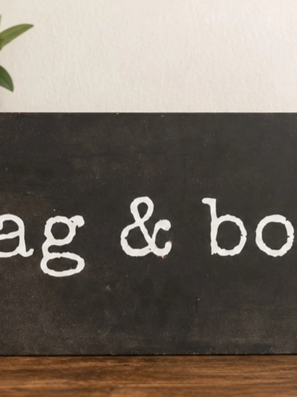 Vintage Style Dark Wood 'rag & bone' Decorative Wall Block Sign